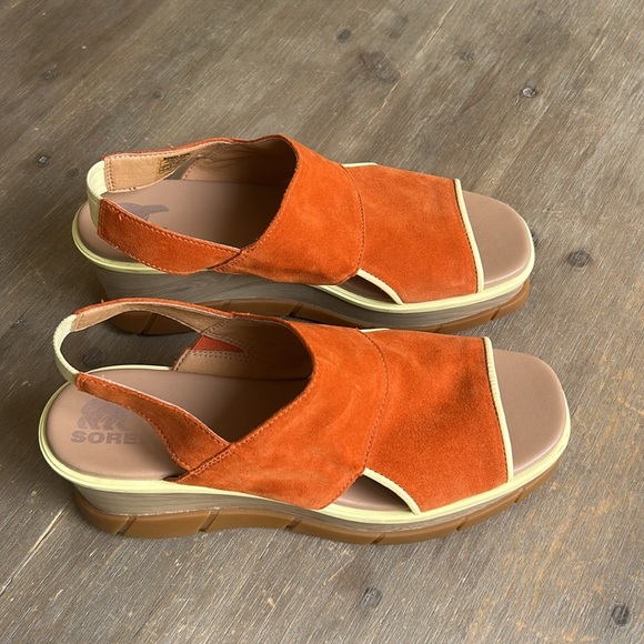 Sorel Joanie III Desert Sun Suede Wedge Platform Comfort Sling Back Sandals - Picture 4 of 17